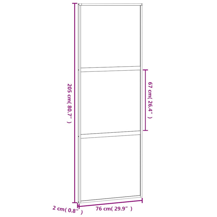 Drsna vrata črna 76x205 cm kaljeno steklo in aluminij